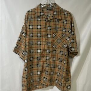Men's Classic Tan Plaid Button Down Shirt